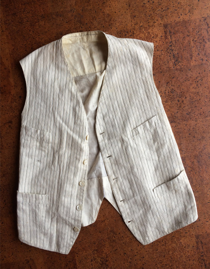 Vintage / 20's France / Linen Stripe Gilet