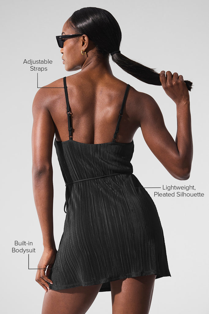Micro Plisse Game On Tennis Dress - Black | ALO