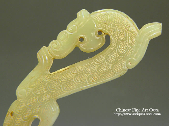 中国戦国時代 青玉 獣首渦文璧 古玉 装飾品 出土品 中国