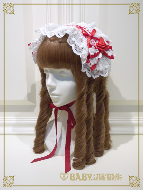 BABY本店「ギンガムチェックの巻きバラドールワンピース・ヘッドドレス