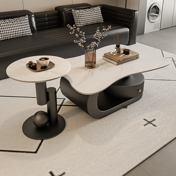 セラミック天板のコーヒーテーブル｜引き出し収納付き fel-1957