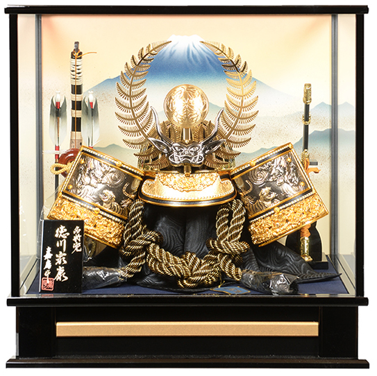 23号徳川家康公ブロンズ彫金龍虎盛上着用兜：嘉房作【オルゴール付