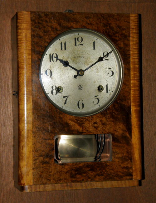 三工舎／6インチ玉杢小型掛け時計