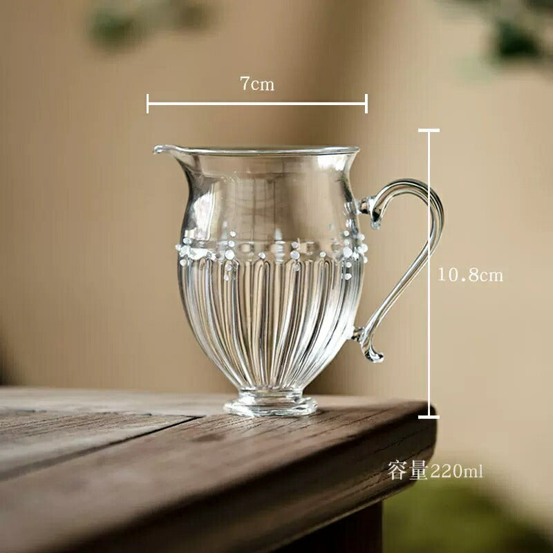 IwaiLoft Glass Art 手作り ガラスピッチャー 耐熱ガラス 片口 220ml