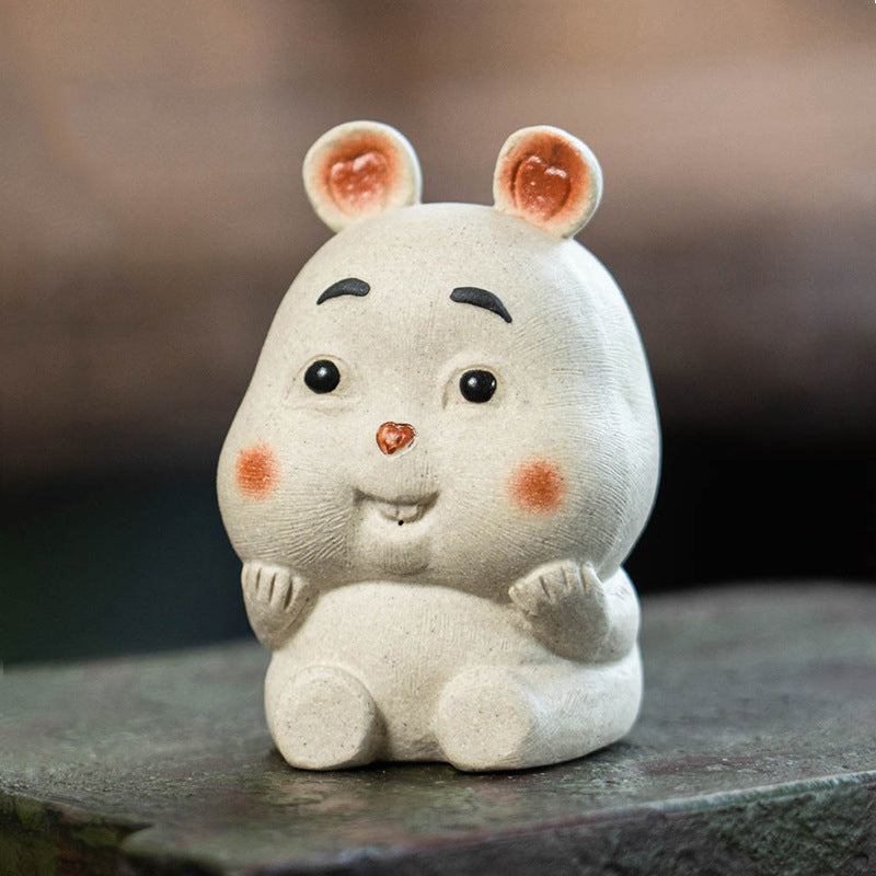 IwaiLoft かわいいウサギの置物 陶器 茶寵 手作り オブジェ かわいい