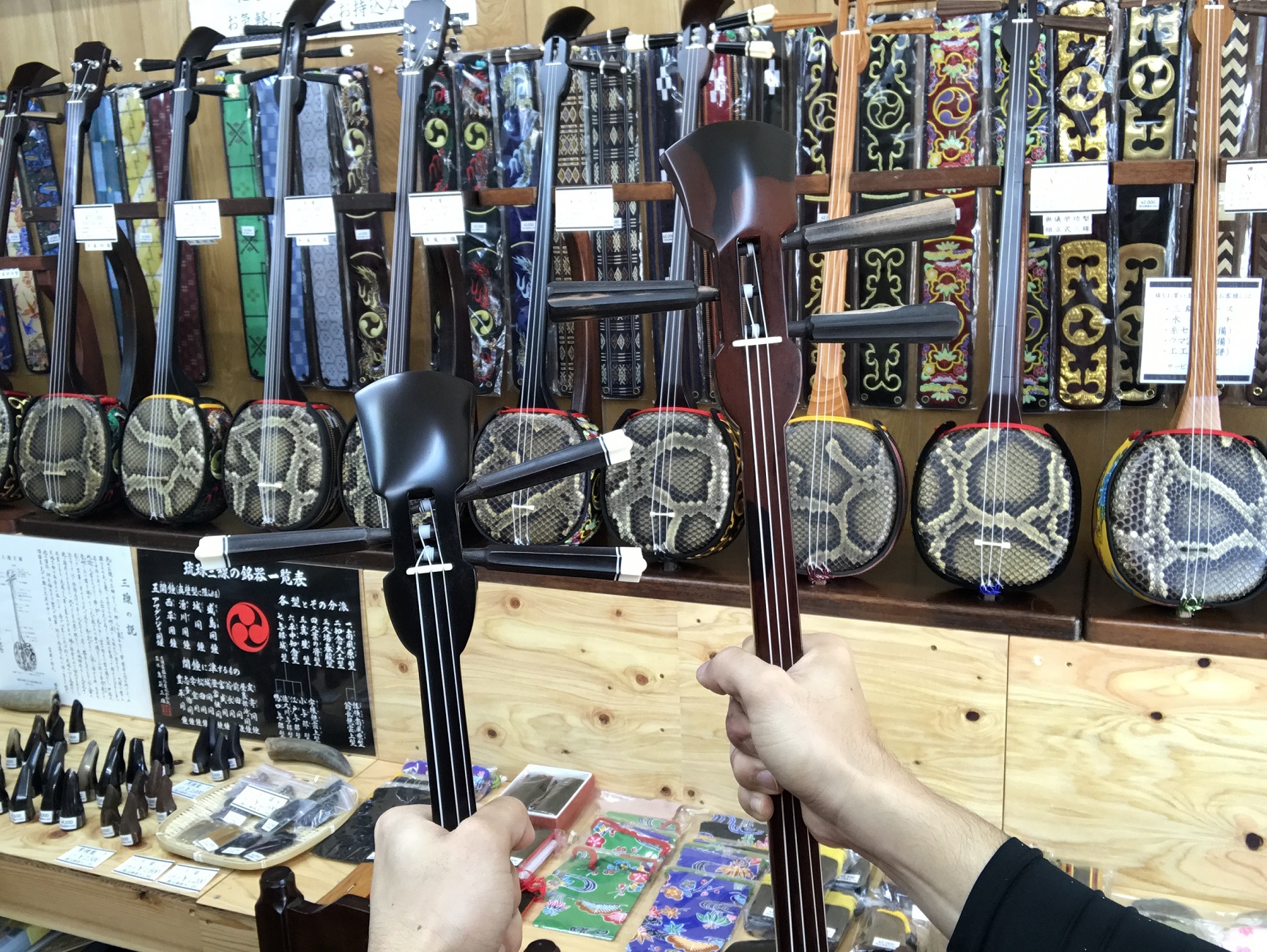 蛇皮一枚張り三線(両面本皮タイプ)【初心者向け8点セット】 三線