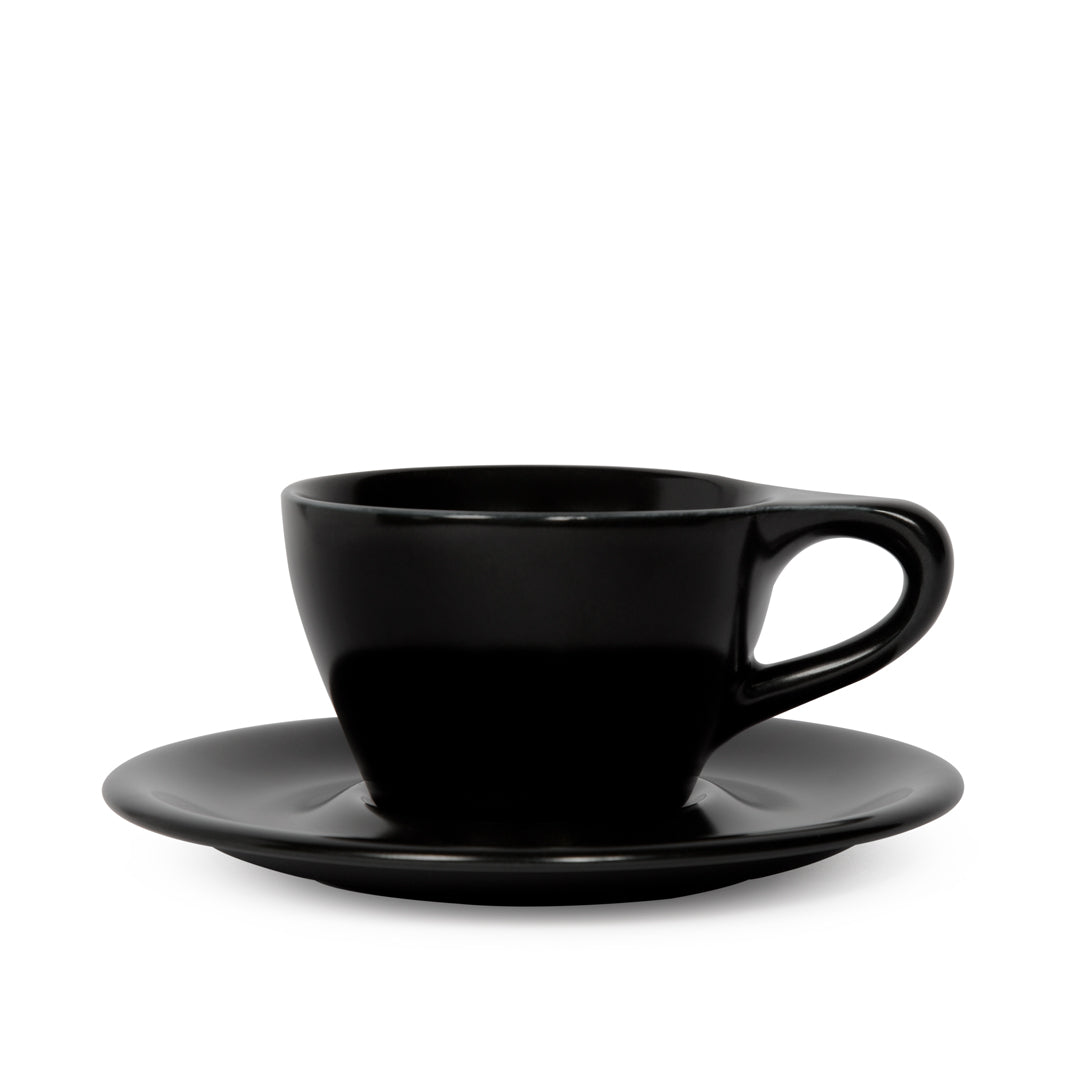 Lino Double Cappuccino Cup & Saucer, Matte Black – notNeutral