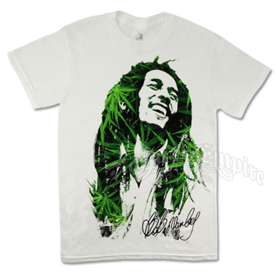 Bob Marley Leaves Dreads White T-Shirt @ RastaEmpire.com