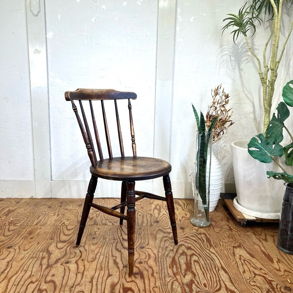 英国アンティーク ウィンザーチェア ダイニングチェア ブラウン 中古