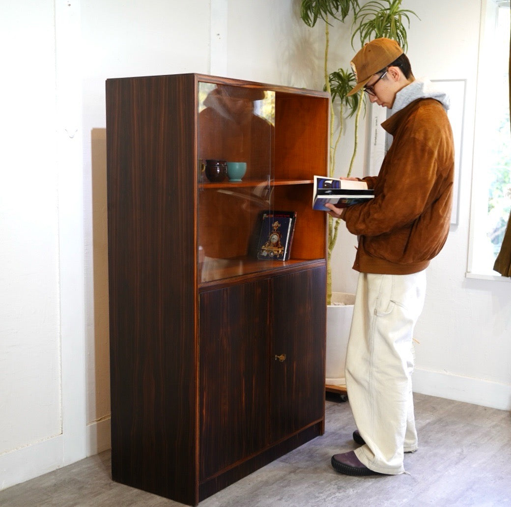 ガラスキャビネット ローズウッド イギリス ヴィンテージ 中古 低め