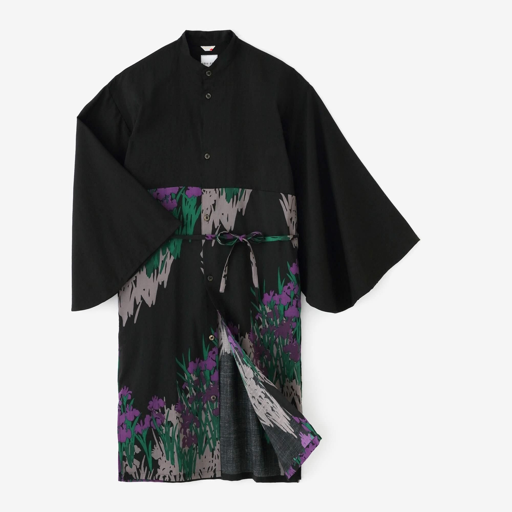 モスリン 薙刀かり衣（なぎなたかりごろも）／濡羽色（ぬればいろ）×光琳（