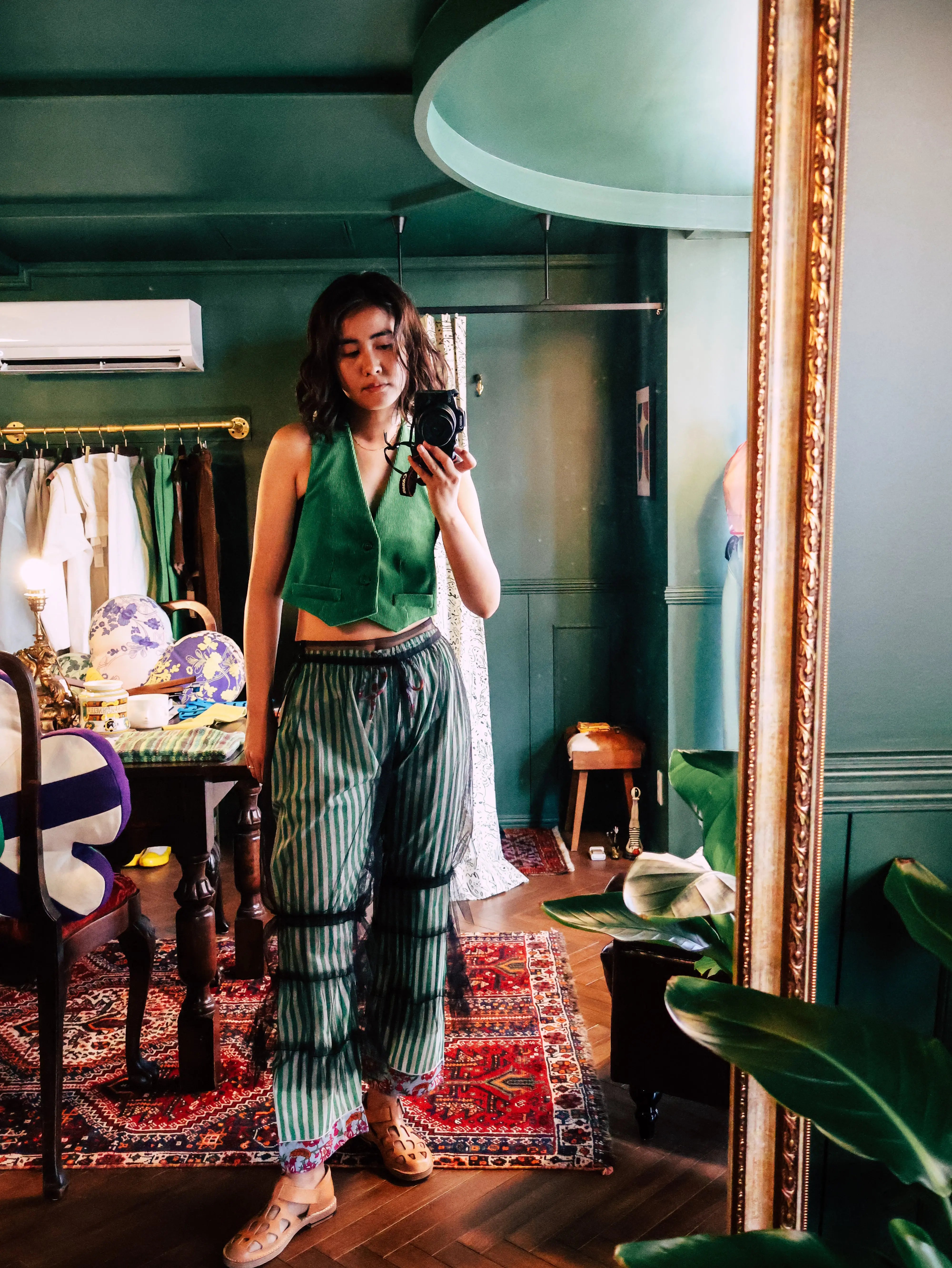 FUMIKA UCHIDA / CORDUROY OPEN WAISTCOAT / GREEN - 601 | – 601