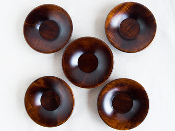 紫檀木茶托 唐木 5枚セット 唐木茶托 5個セット 美術品 唐木 紫檀 ・