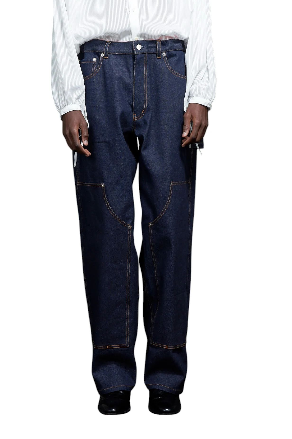 GALAABEND - Double Knee rigid Denim Pants INDIGO ダブルニーデニム