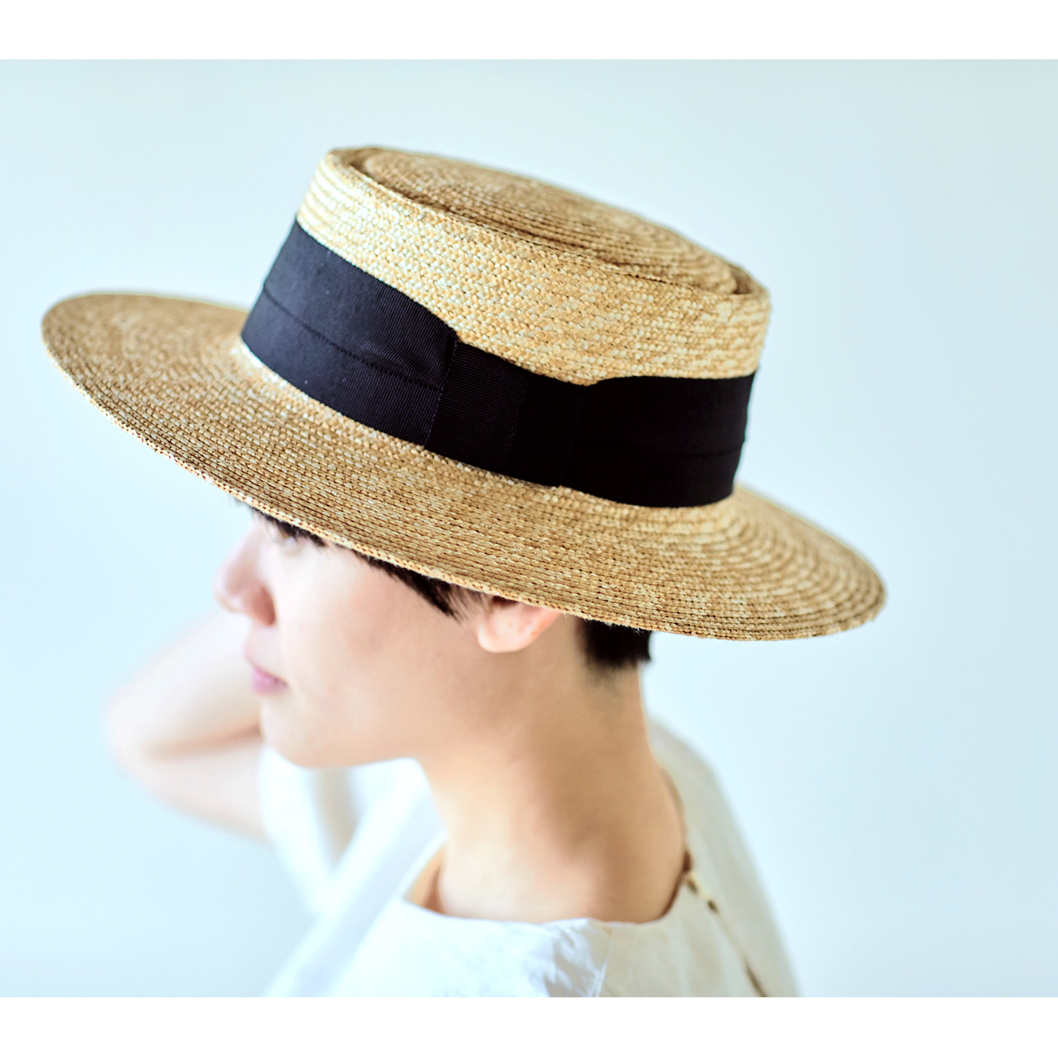 田中帽子店Alma（アルマ）ポークパイ型 つば広カンカン帽 57.5cm 婦人