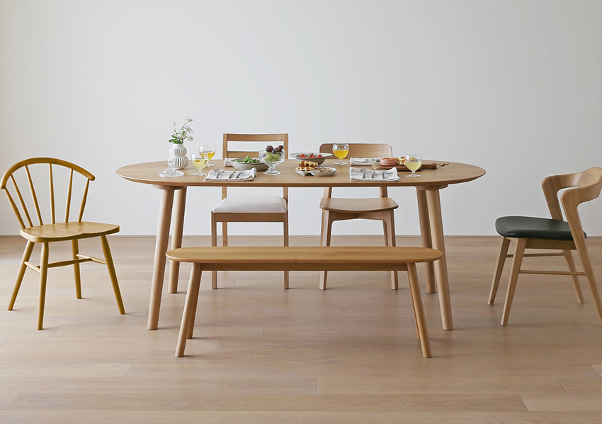 ルーベ ダイニングテーブル OAK (W160×D80cm/W180×D90cm)税込￥218,000