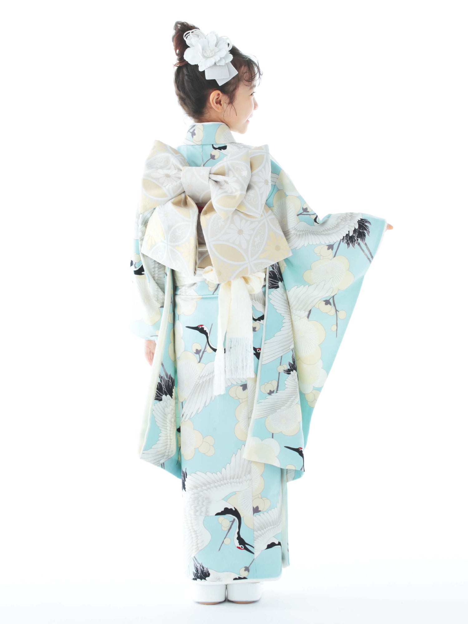 S0705 梅鶴 / 水色 | 七五三着物レンタル | tententen – tententen