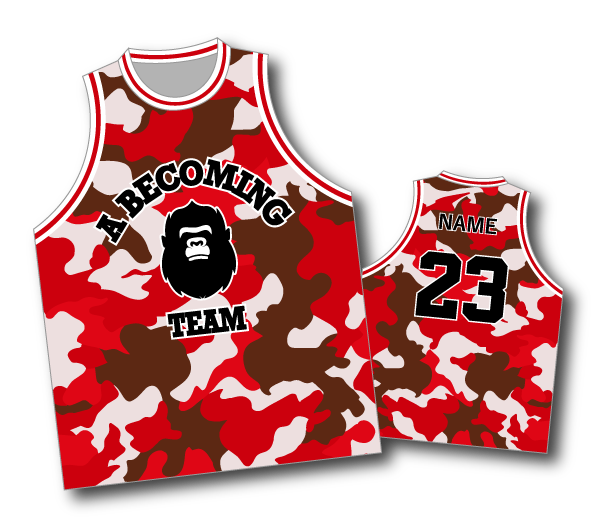 バスケユニフォーム カモ柄×RED - T LAB