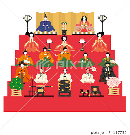 ひなまつり 雛人形 5段飾りのイラスト素材 [74117732] - PIXTA