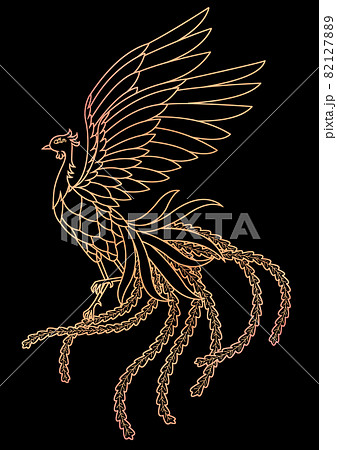 鳳凰 フェニックス 黒バックのイラスト素材 [82127889] - PIXTA