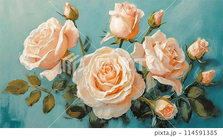 薔薇 ばら バラ 花 絵画 油絵 芸術 アート 壁紙 背景 イラストの