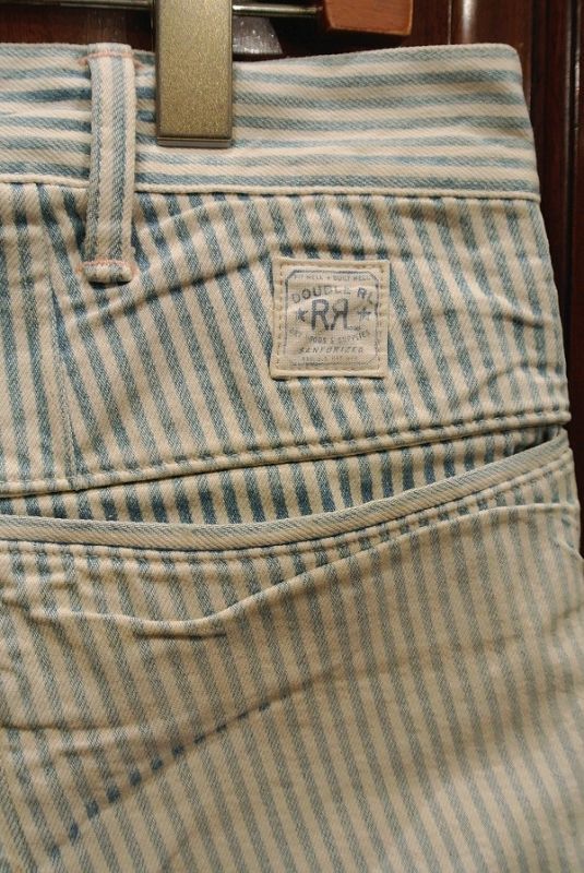 USED RRL ラルフローレン ヒッコリー ダメージ+リペア ワークパンツ
