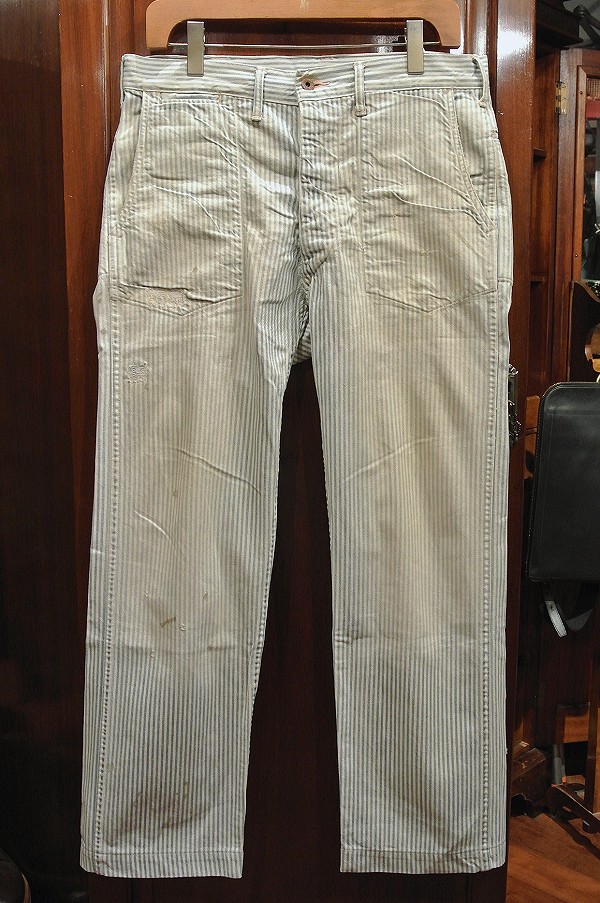 USED RRL ラルフローレン ヒッコリー ダメージ+リペア ワークパンツ