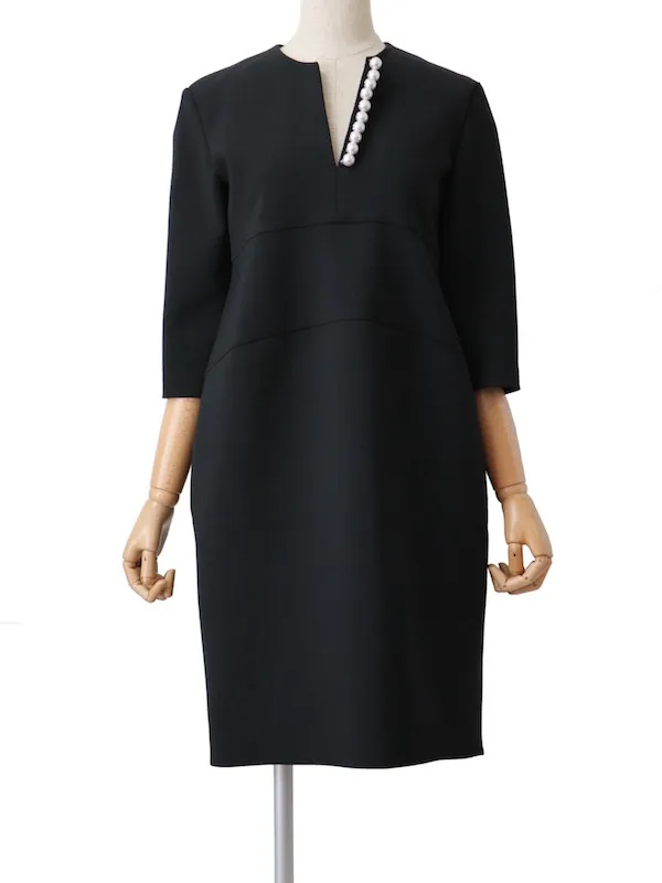 YOKO CHAN（ヨーコチャン） ロングスリーブパールドレス（ブラック