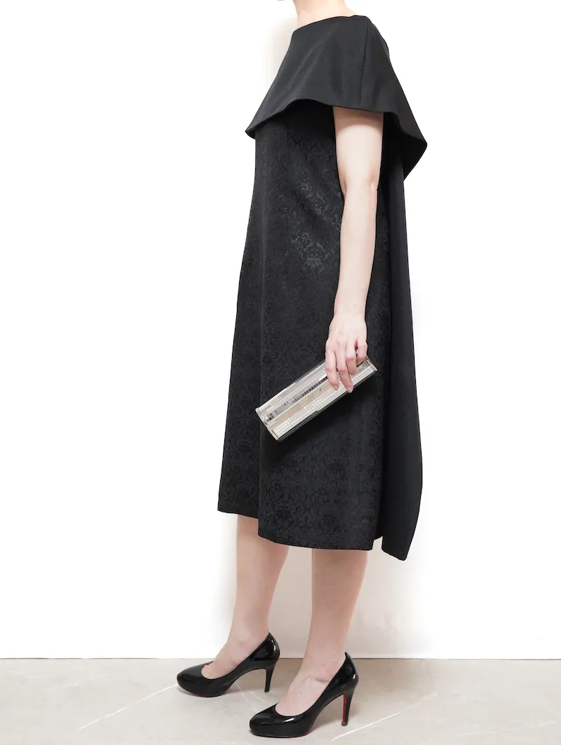 CELFORD（セルフォード） ジャガードケープドレス（ブラック/サイズ38