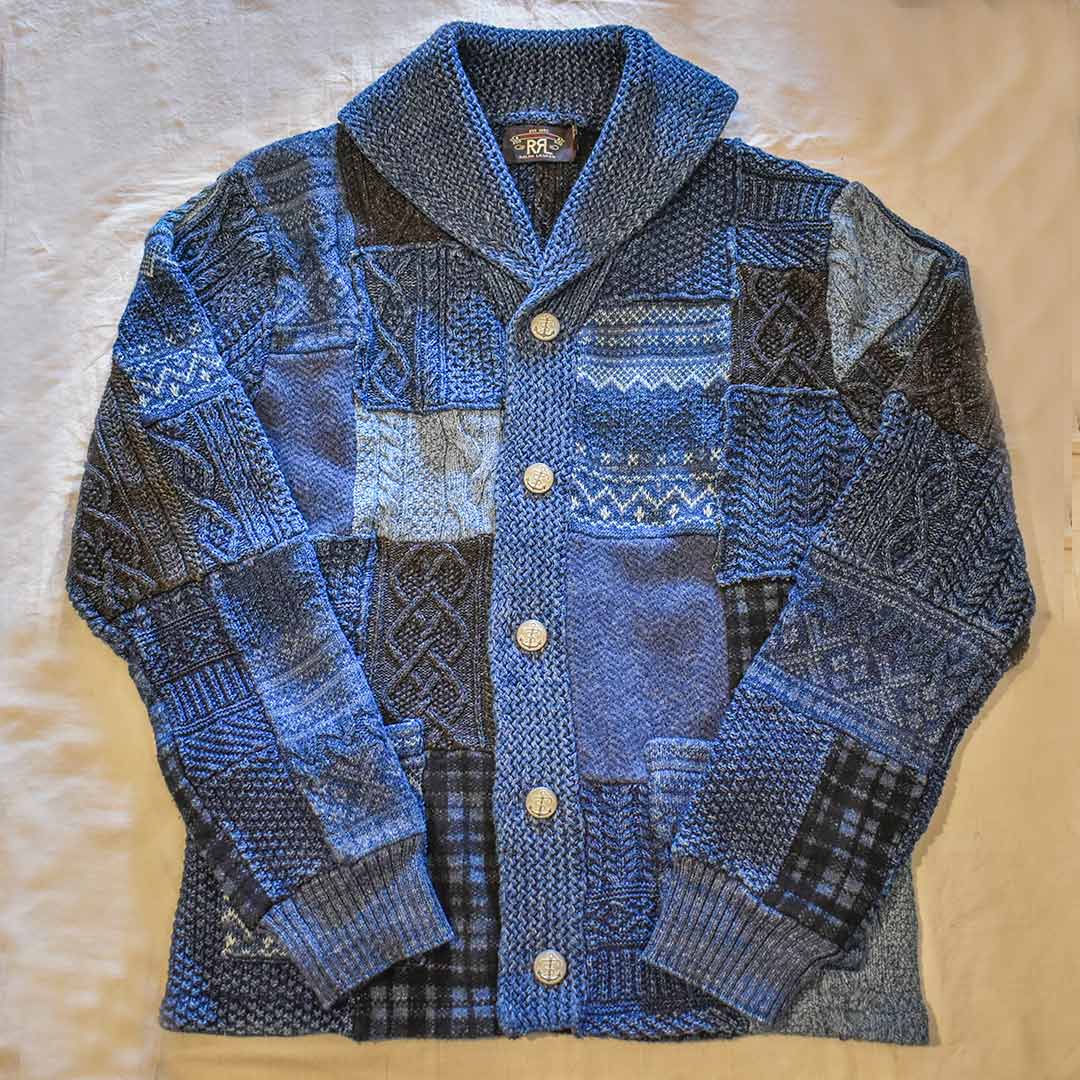 RRL/INDIGO PATCHWORK CARDIGAN/195,800 - thing sting
