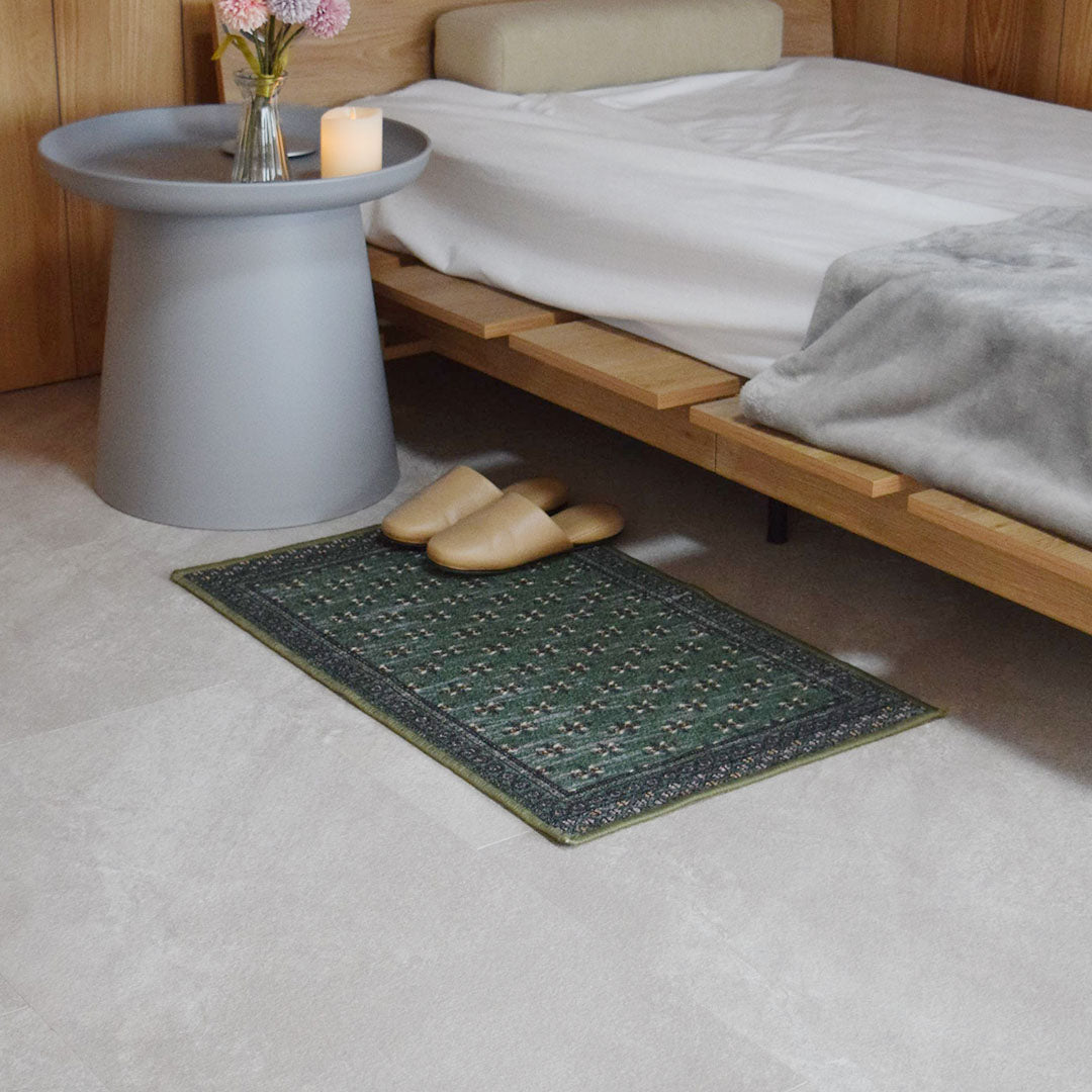 ヴィンテージ風ミニラグマット TOCORU Series ブハラ ループ グリーン