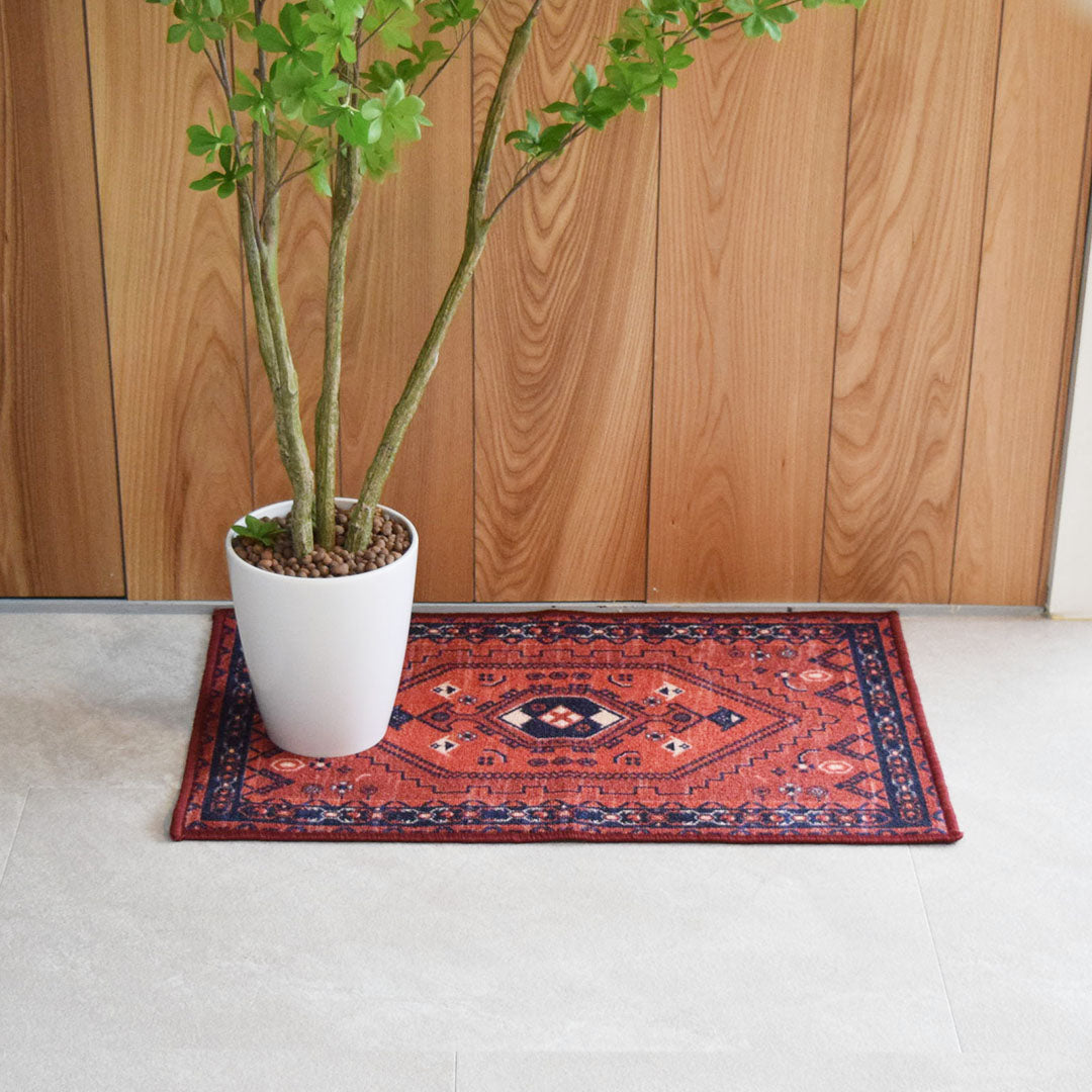 ヴィンテージ風ミニラグマット TOCORU Series トライバル柄ラグ ループ