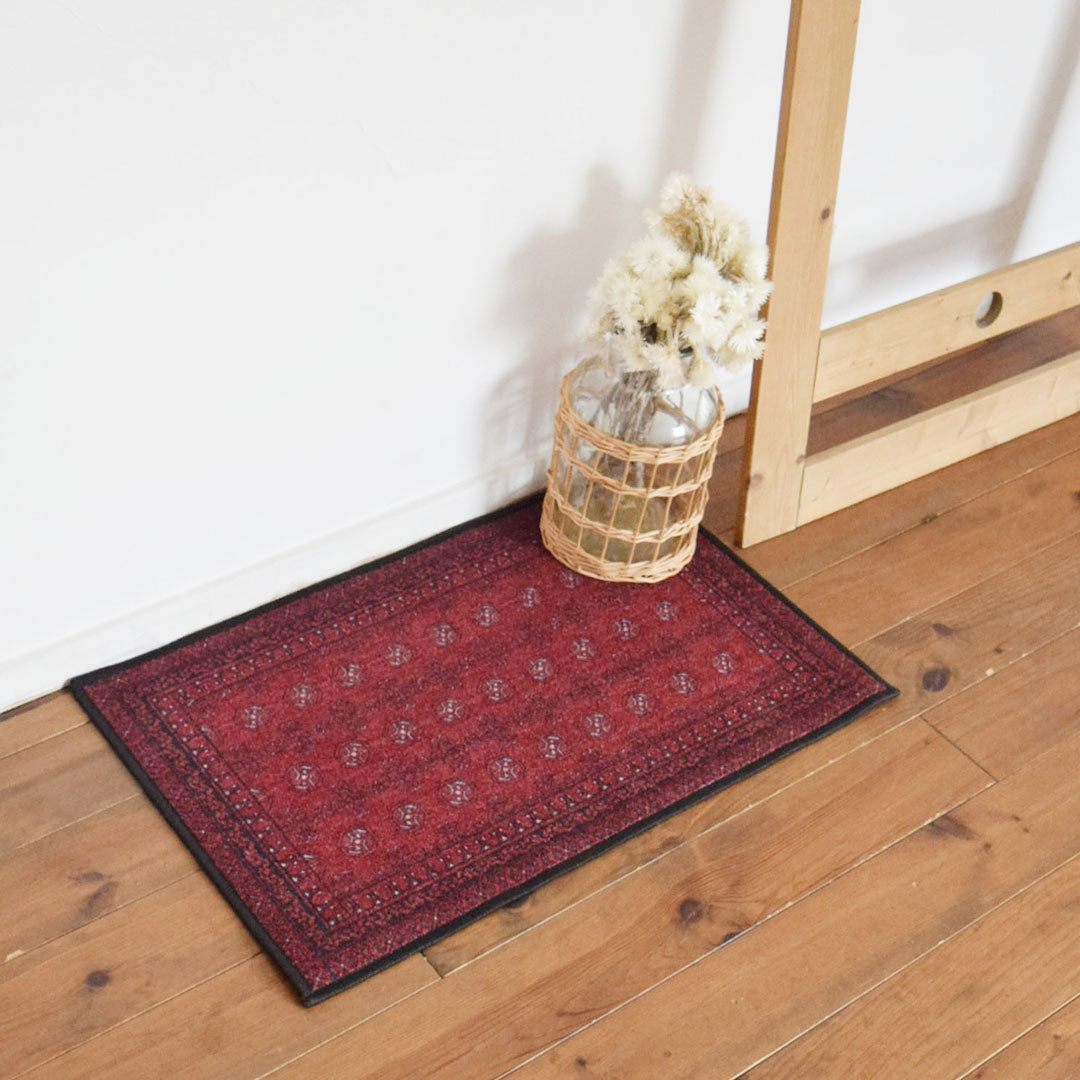 ヴィンテージ風ミニラグマット TOCORU Series アフガン ループ レッド