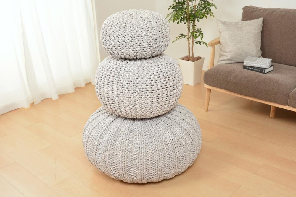 優しいタッチ感でおしゃれに使えるプフクッション MARUFU-324 グレー