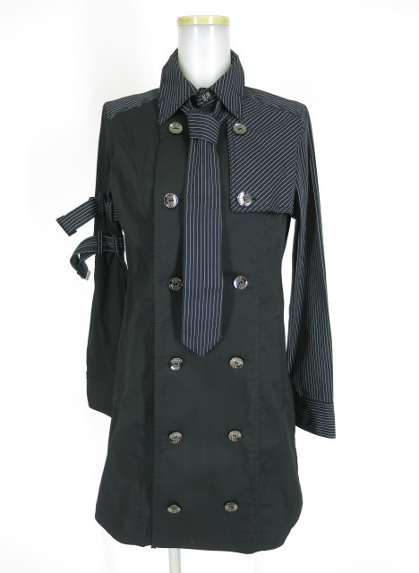 ALGONQUINS / ストライプ切替スリーブベルテッドシャツカラー