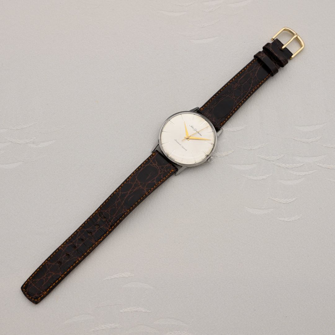 セイコー ゴールドフェザー シルバーダイヤル 手巻き 25石 Seiko Gold