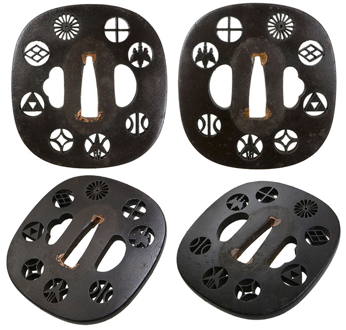 日本刀の鐔｜鉄地撫角形家紋散らし鍔｜日本刀・刀剣販売店・東京【十拳】