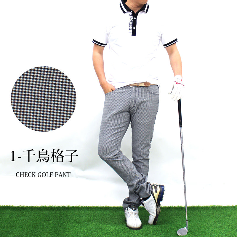 ゴルフウェア メンズ ゴルフパンツ チェック柄パンツ ストレッチ