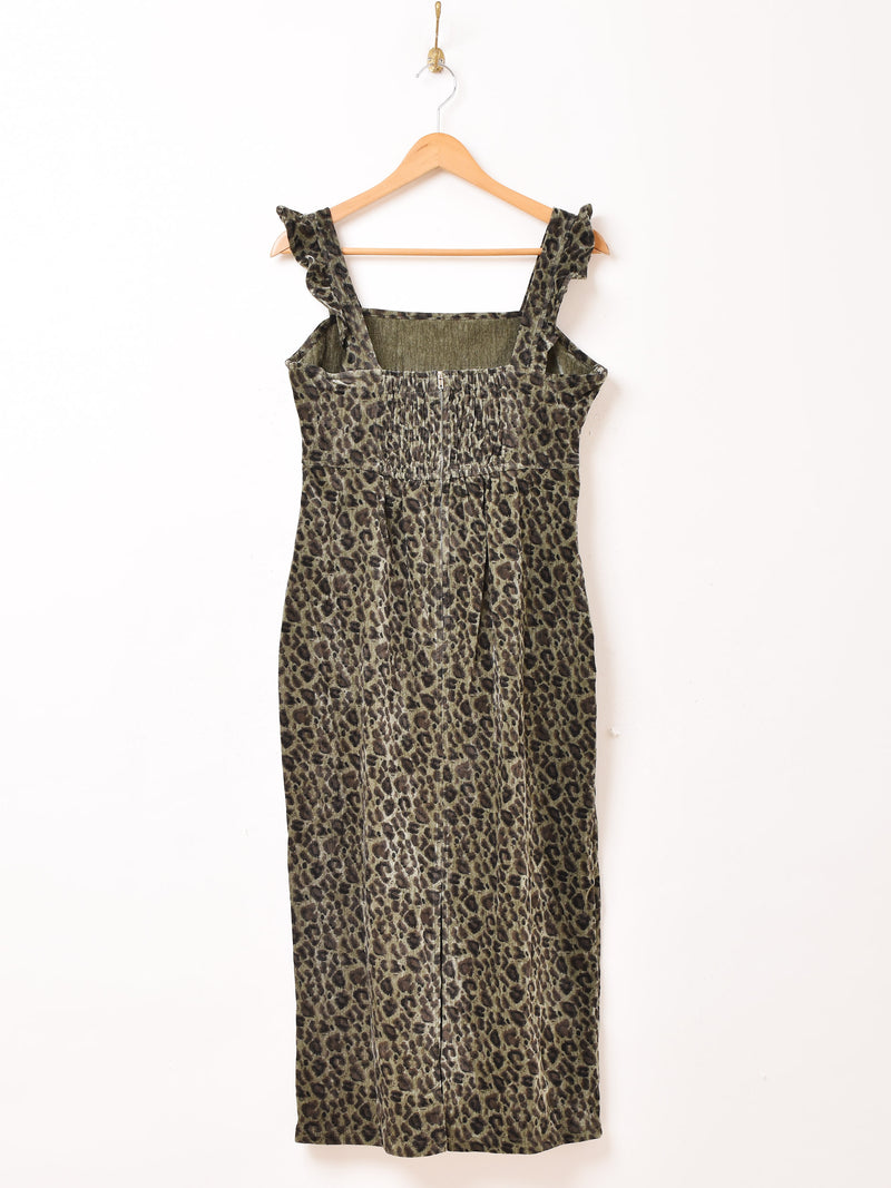 2色展開】Meridian レオパード柄 ベロア ノースリーブワンピース