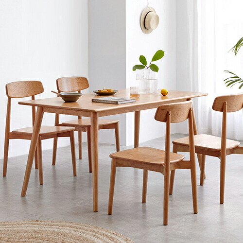 楽天市場】ダイニングテーブル 単品 5点セット チェリー材 無垢材