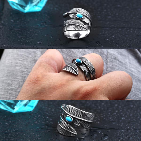 楽天市場】ターコイズフェザーステンレスリング（ZRO003）サイズ/15号