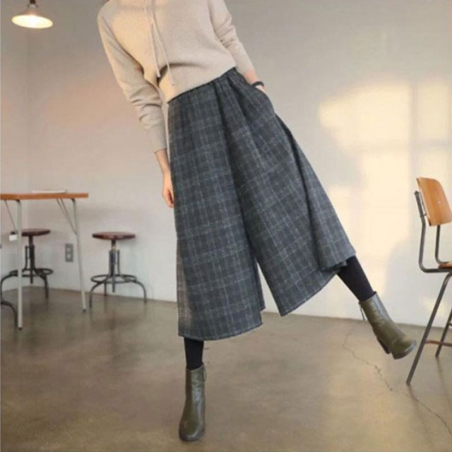 楽天市場】スカーチョ スカンツ ワイドパンツ チェック柄 ガウチョ