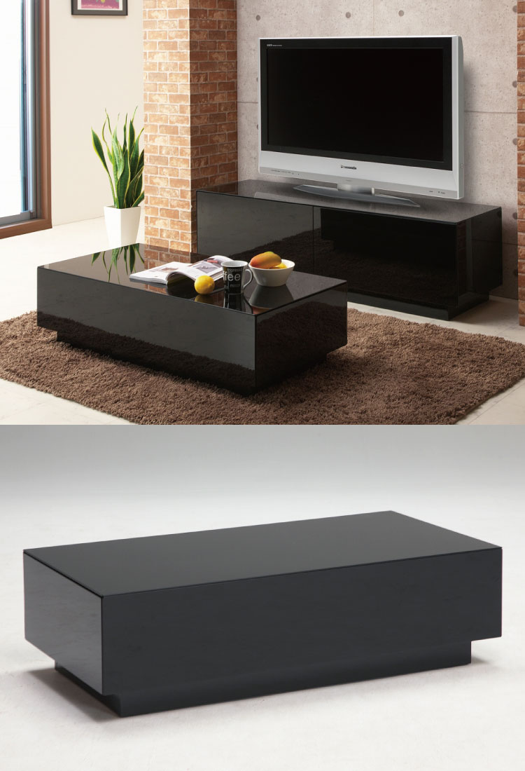 楽天市場】ガラス張り ブラックガラス張り 幅110cm リビングテーブル