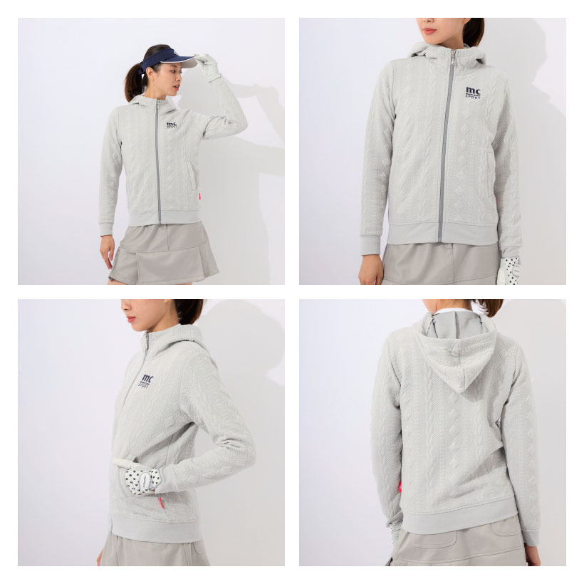 楽天市場】レディース パーカー ケーブル編み風 フルジップ アウター