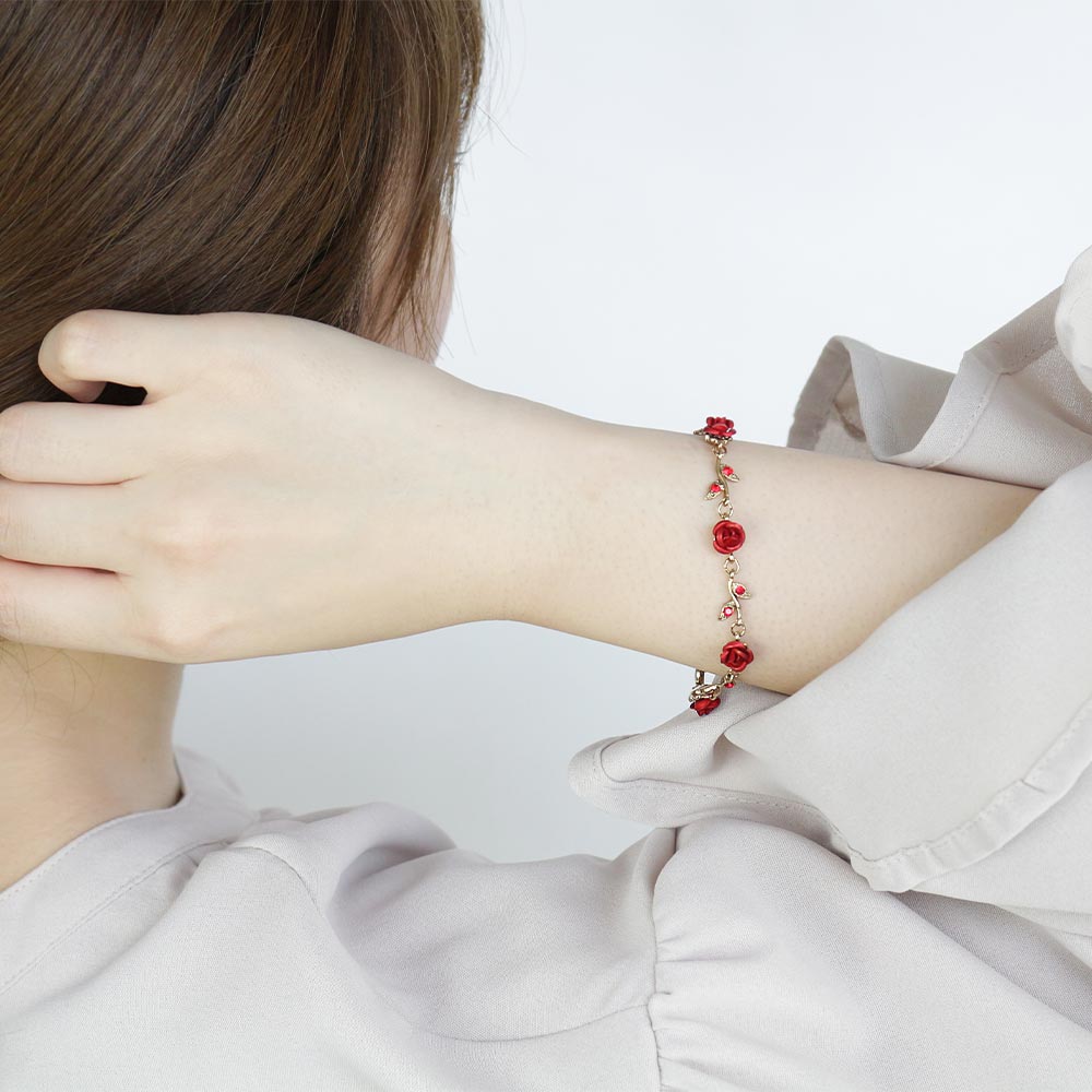 楽天市場】ブレスレット ローズ アンティーク ディープカラー チェーン