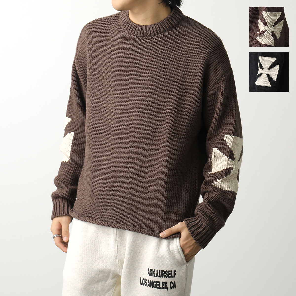 楽天市場】ASKYURSELF アスクユアセルフ ニット CHUNKY CROSS KNIT