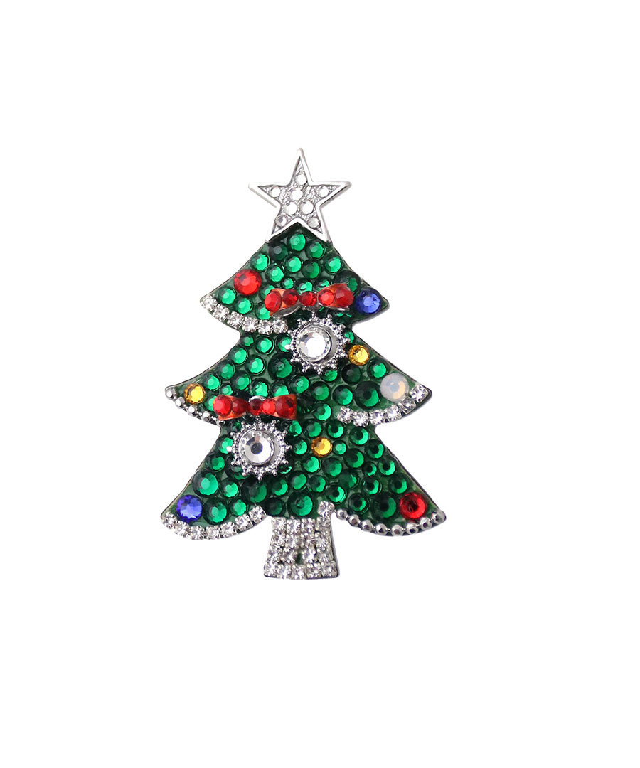 楽天市場】ブローチ クリスマスツリー マルチカラー ビジュー X'mas
