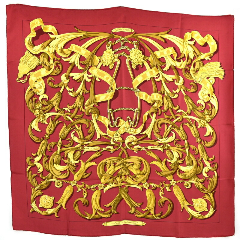 楽天市場】エルメス カレ90 スカーフ 大判 正方形 シルク レッド