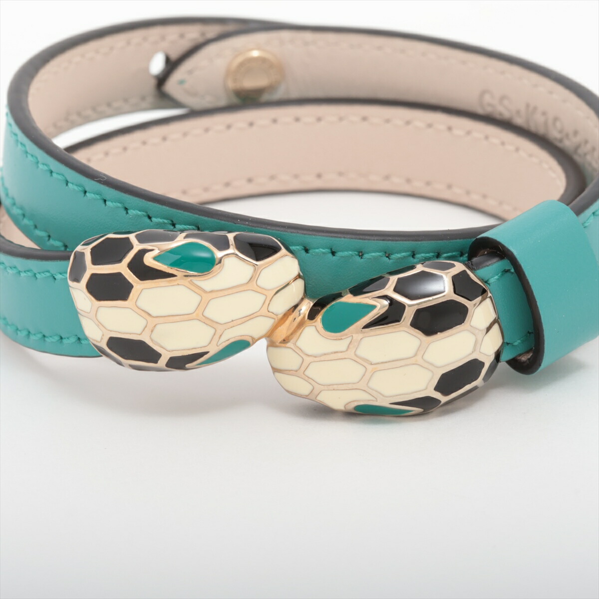 美品 ブルガリ バングル ブレス蛇 グリーンゴールド レディース