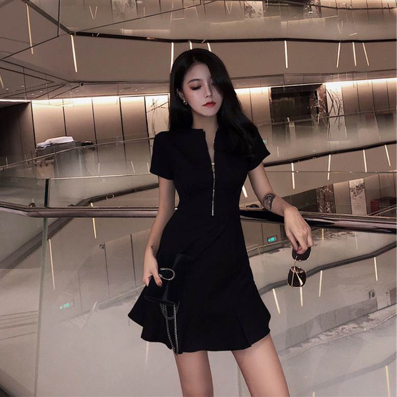 楽天市場】ワンピース ジップアップ 半袖 ミニワンピ レディース